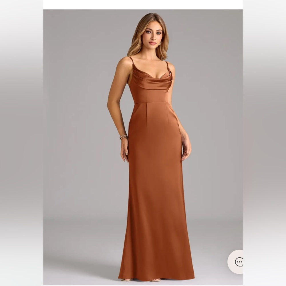 Azazie Aimee Copper Stretch Satin